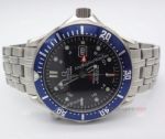 Omega Seamaster Diver GMT Waved face Blue Bezel Replica Watch
